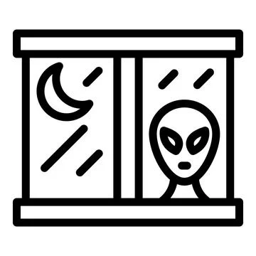 Alien on window icon outline vector. Space ufo Illustrazione stock