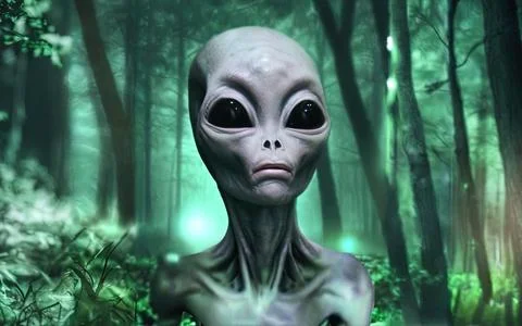 A alien in the woods Stock Illustration