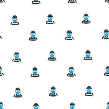 Alien Worker Flat Vector Seamless Pattern Stock Illustration