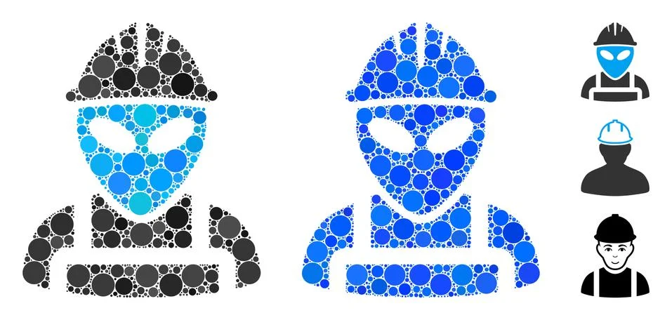 Alien Worker Mosaic Icon of Circle Dots Illustrazione stock