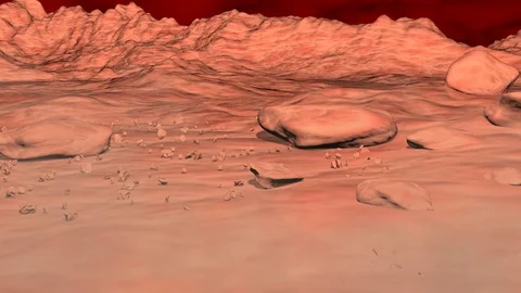 Alien world, exoplanet surface landscape with atmospheric effects. 3d Animation Stock-Footage 124112217