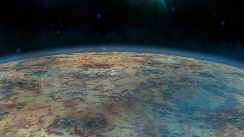 Alien World, Exoplanet Surface Landscape With Atmospheric Effects. 3d animation Stock Footage 129217530