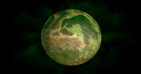 Alien World, Exoplanet Surface Landscape With Atmospheric Effects. 3d animation Stock Footage 129217545