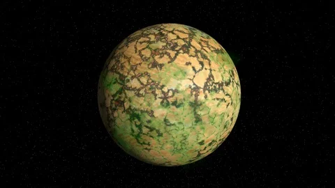 Alien World, Exoplanet Surface Landscape With Atmospheric Effects. 3d animation Stock Footage 129217572