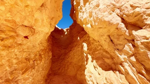 🛸 Alien World: Low Angle Red Rocks and Bright Sun in Bryce Stock Footage 337321333