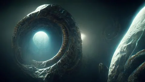 Alien Wormhole Technology For Interstellar Travel Stock Illustration