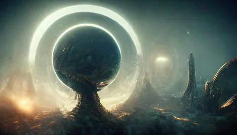 Alien Wormhole Technology For Interstellar Travel Stock Illustration