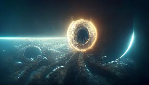 Alien Wormhole Technology For Interstellar Travel Stock Illustration