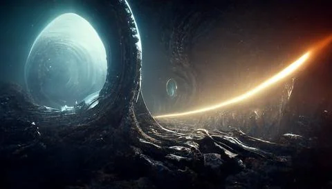 Alien Wormhole Technology For Interstellar Travel Stock Illustration
