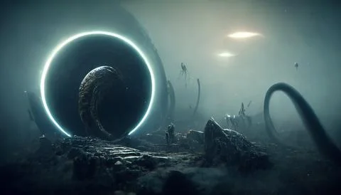 Alien Wormhole Technology For Interstellar Travel Stock Illustration
