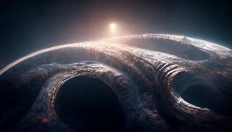 Alien Wormhole Technology For Interstellar Travel Stock Illustration