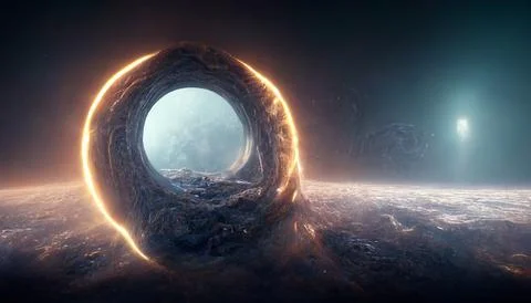 Alien Wormhole Technology For Interstellar Travel Stock Illustration