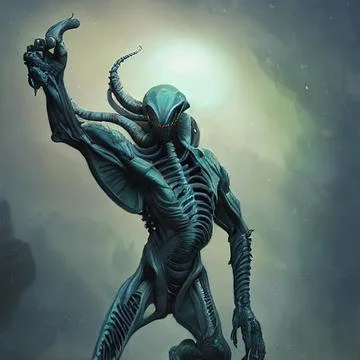 Alien, Xenomorph creature. Digital illustration Stock Illustration