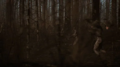 Alien zombies in battle on fire 02 Stock Footage 232344549
