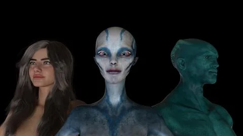 Aliens and a human 스톡 일러스트