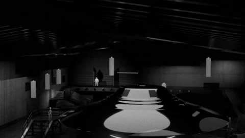 Aliens and Humans Working Together on a Flying Saucer UFO in Hangar Stock Footage 162320161