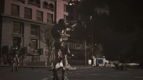 Aliens attack and the war begins on the city Stock Footage 288962957