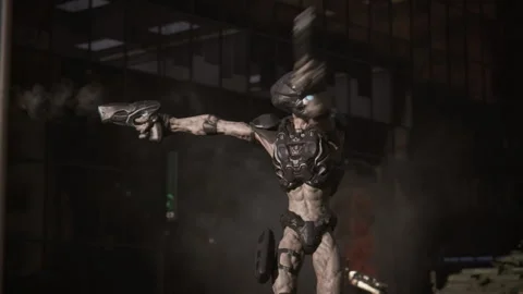 Aliens attack planet Earth and the fighting begins Stock Footage 288963712