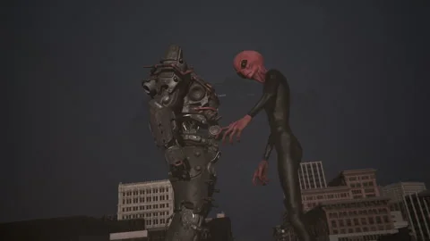 Aliens came to save humans from the evil of artificial intelligence Stock Footage 288580849