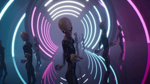 Aliens Dancing in Sci-Fi Disco Club 01 스톡 동영상 262086751