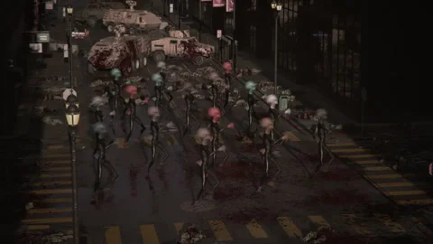 Aliens Dancing In Sci-Fi Street Disco Stock Footage 288073890