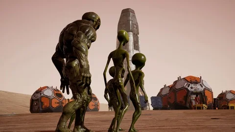 Aliens discover the Mars colony 01 Stock Footage 121305498