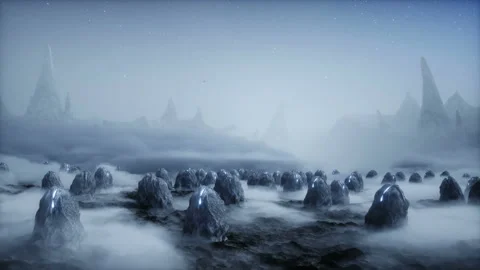Aliens eggs on alien planet. Mars surface. UFO concept. Realistic 4k animation. Stock Footage 160974750