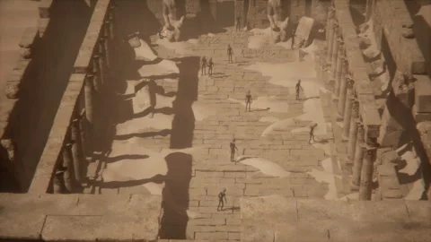 Aliens exploring the ancient temple of pharaonic civilization Stock Footage 291953773