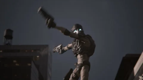 Aliens invade and kill with destruction in the city streets Stock Footage 288964707