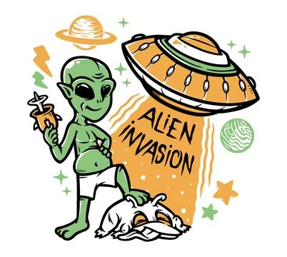 Aliens kill monsters vector illustration Stock Illustration