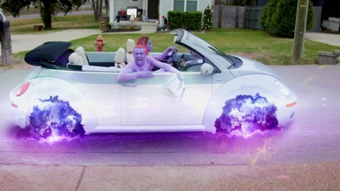 Aliens Pull Up In a Floating Car Stock Footage 170718544