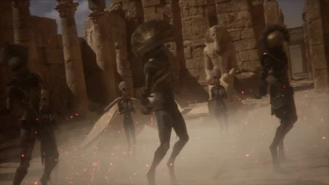 Aliens Revive Dancing Pharaonic Mummies Stock Footage 293356561