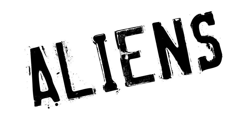 Aliens rubber stamp Illustrazione stock
