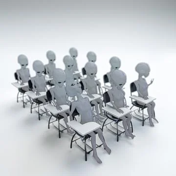 Aliens at school Stock Illustration