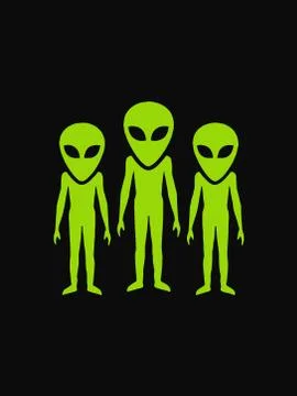 Aliens set of vector objects and design elements isolated on black background Stock Illustration