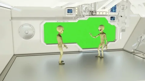 Aliens on a spaceship arguing. Green screen. A futuristic concept of a UFO. Stock Footage 85324533