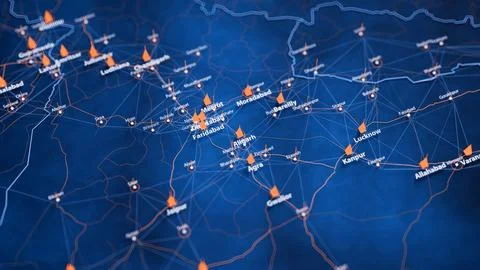 Aligarh map big data visualization. Futuristic map infographic of city in India Stockillustratie