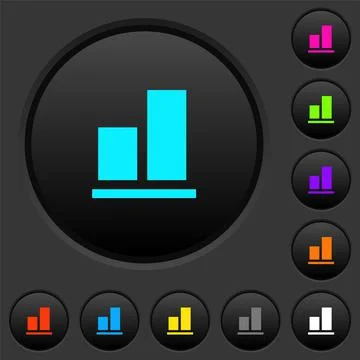 Align to bottom dark push buttons with color icons Stock Illustration