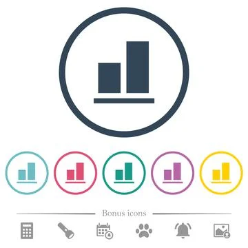 Align to bottom flat color icons in round outlines Stock Illustration