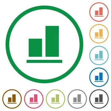 Align to bottom flat icons with outlines Stock Illustration