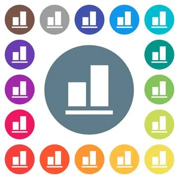 Align to bottom flat white icons on round color backgrounds Illustrazione stock