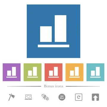 Align to bottom flat white icons in square backgrounds 스톡 일러스트