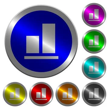 Align to bottom luminous coin-like round color buttons Stock Illustration