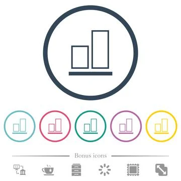 Align to bottom outline flat color icons in round outlines Stock Illustration