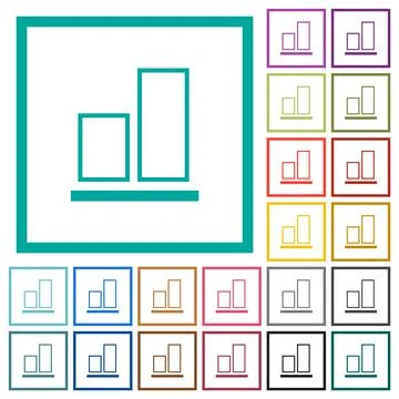Align to bottom outline flat color icons with quadrant frames Illustrazione stock
