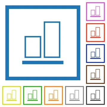 Align to bottom outline flat framed icons Stock Illustration