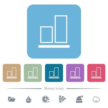 Align to bottom outline flat icons on color rounded square backgrounds Stock Illustration