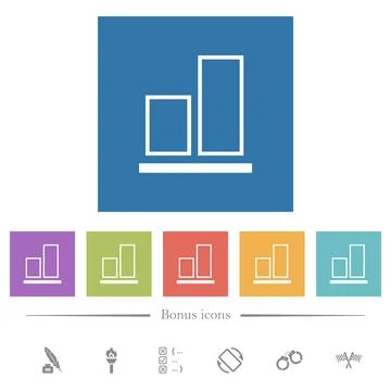 Align to bottom outline flat white icons in square backgrounds イラスト素材