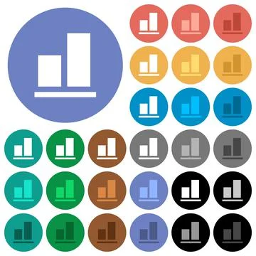 Align to bottom round flat multi colored icons Stock Illustration