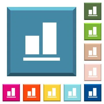 Align to bottom white icons on edged square buttons Stock Illustration
